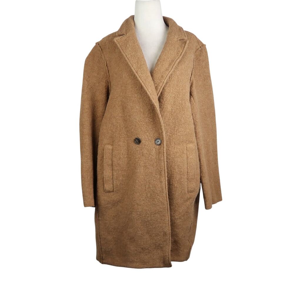 J. Crew Daphne Camel Tan Italian Boiled Wool Top Coat Size 14